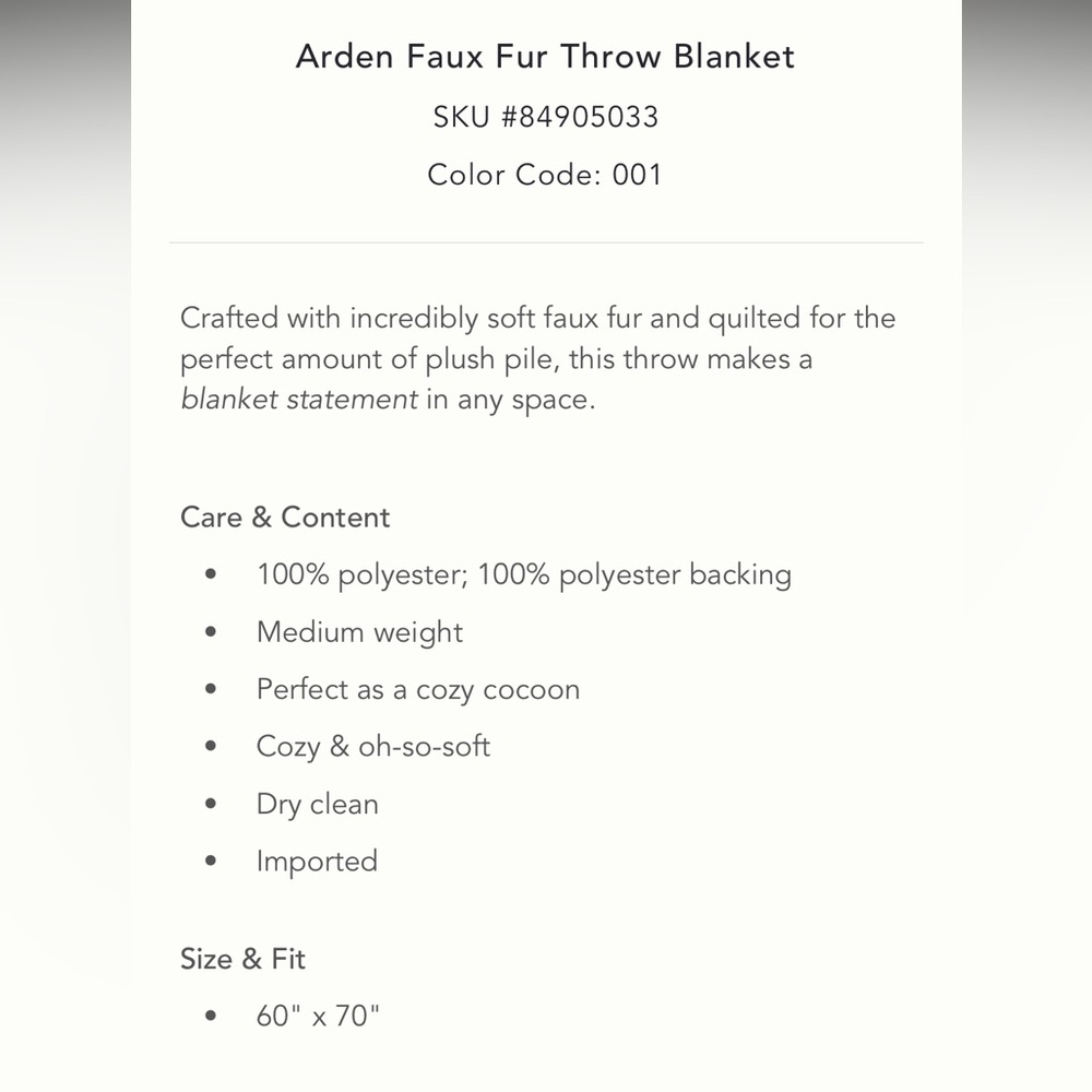 Arden Faux Fur Black Throw Blanket - Picture 3 of 8